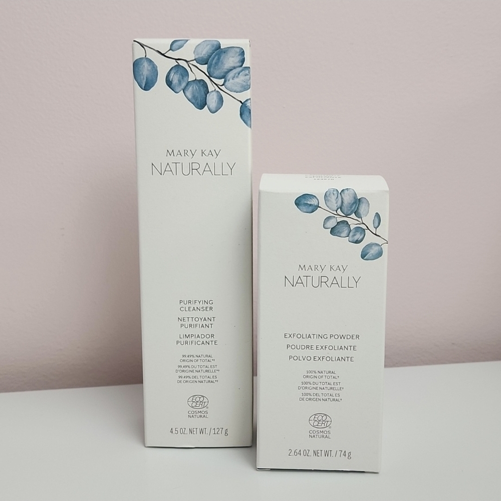 Mary Kay Naturally Purifying Cleanser and Exfoliating Powder - White and Blue